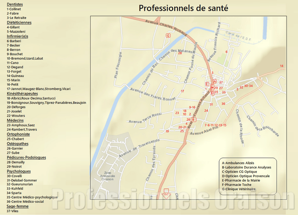 Plan d'accès Professionnels de Santé Oraison